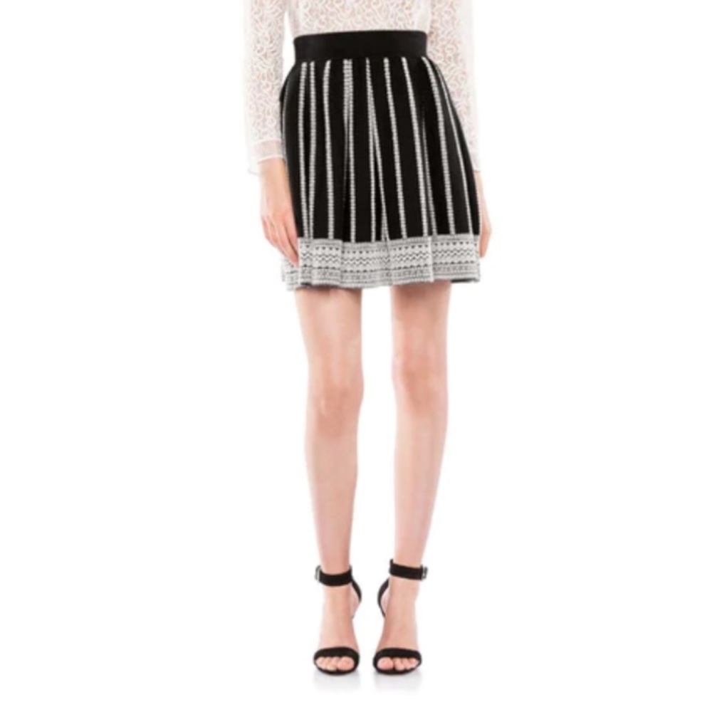 Maje black and white knit skirt